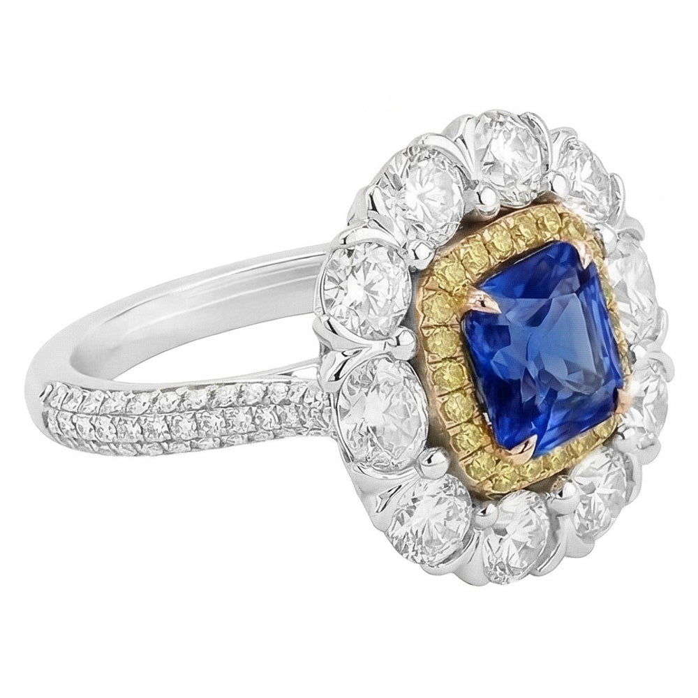 Elegant Sapphire Cocktail Natural Earth Mined Diamond Ring