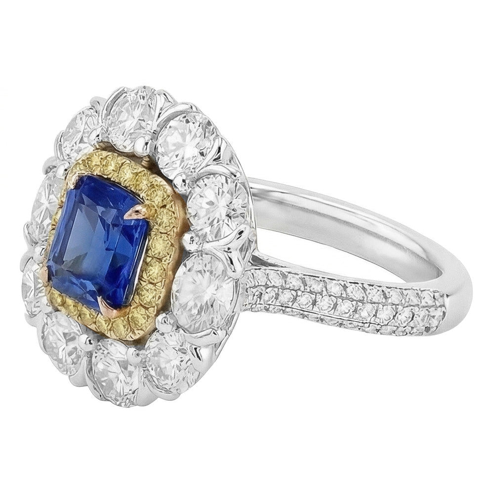 Elegant Sapphire Cocktail Natural Earth Mined Diamond Ring