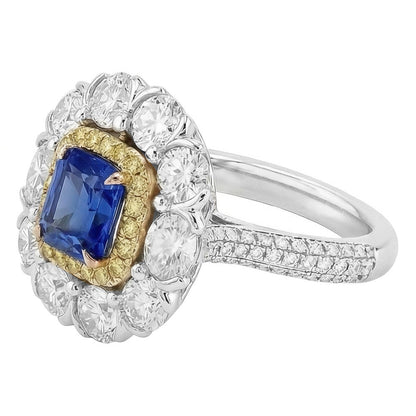 Elegant Sapphire Cocktail Natural Earth Mined Diamond Ring