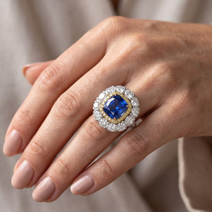 Elegant Sapphire Cocktail Natural Earth Mined Diamond Ring