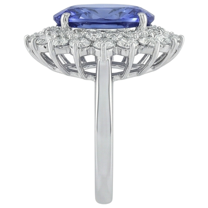Elegant Tanzanite Cluster Natural Earth Mined Diamond Cocktail Ring