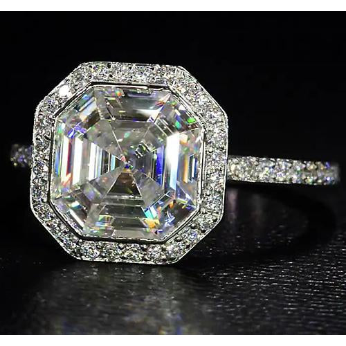 Elegant 5 Carat Halo Asscher Diamond Ring