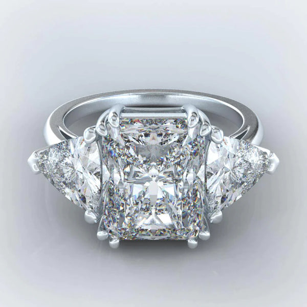 Elegant 9 Carat Radiant Trilliant Diamond Ring