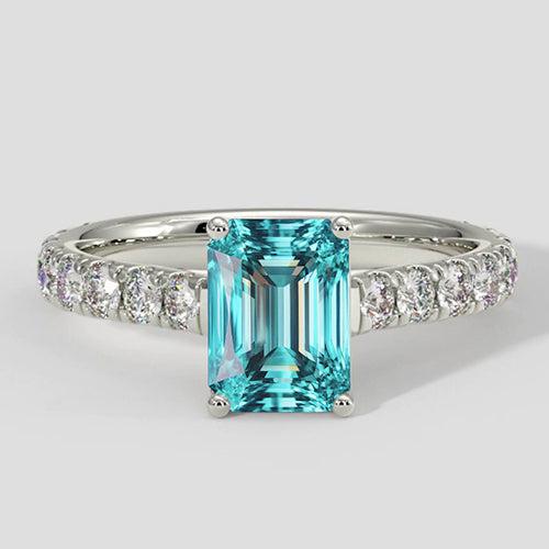 Natural Real ( Not Lab Grown )  Elegant Bluish Paraiba Diamond Ring