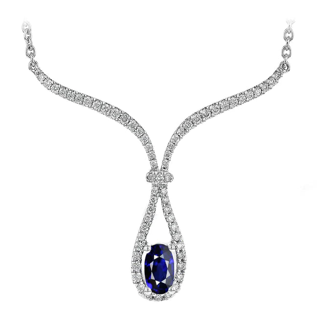 Elegant Sapphire And Diamond Gold Necklace