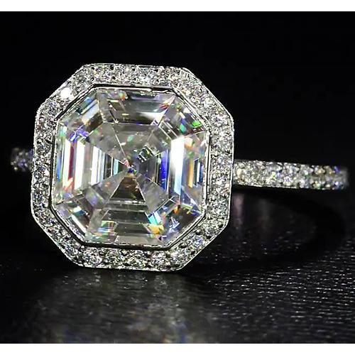 Elegant 5 Carat Halo Asscher Lab Grown Diamond Ring