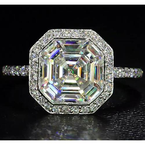 Elegant 5 Carat Halo Asscher Lab Grown Diamond Ring
