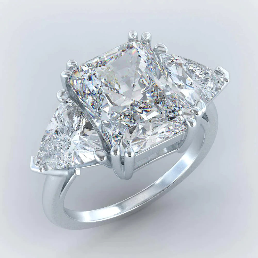Elegant 9 Carat Radiant Trilliant Lab Grown Diamond Ring