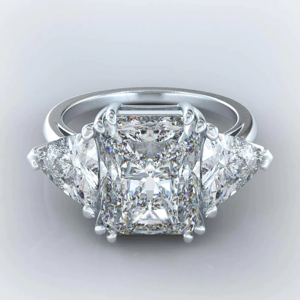 Elegant 9 Carat Radiant Trilliant Lab Grown Diamond Ring