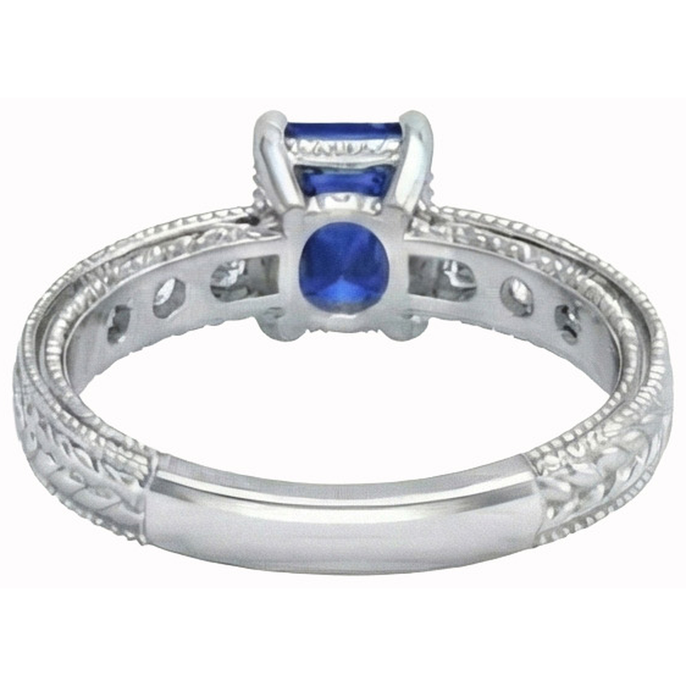 Emerald And Round Cut 2.10 Ct Sri Lanka Sapphire Natural Earth Mined Diamonds Ring Gold