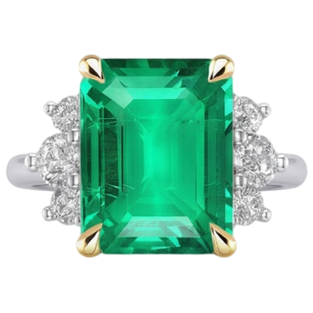 Natural Real ( Not Lab Grown ) Emerald GIA Cut Gemstone Ring Green Emerald GIA Birthstone Jewelry
