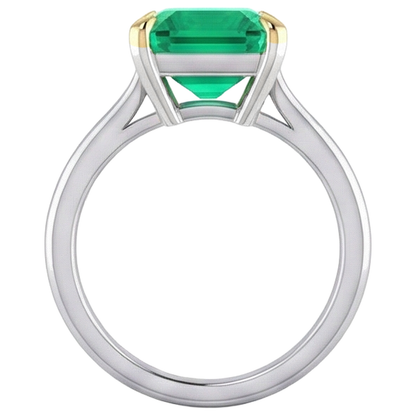 Natural Real ( Not Lab Grown ) Emerald GIA Cut Green Emerald GIA Solitaire Ring