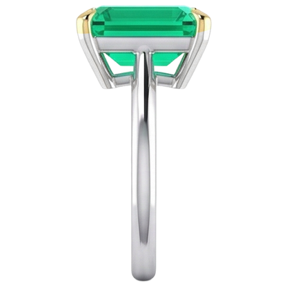 Natural Real ( Not Lab Grown ) Emerald GIA Cut Green Emerald GIA Solitaire Ring
