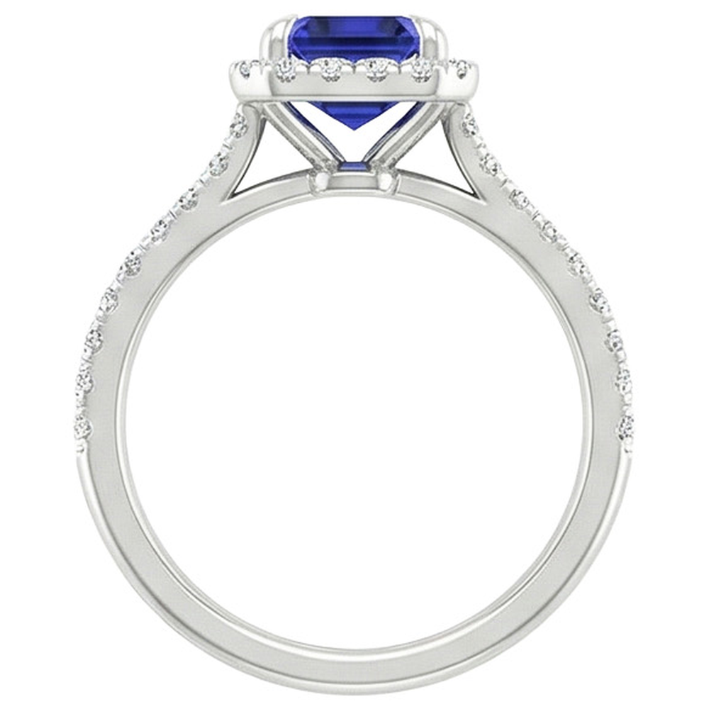 Emerald Cut Sapphire Natural Earth Mined Diamond Engagement Ring
