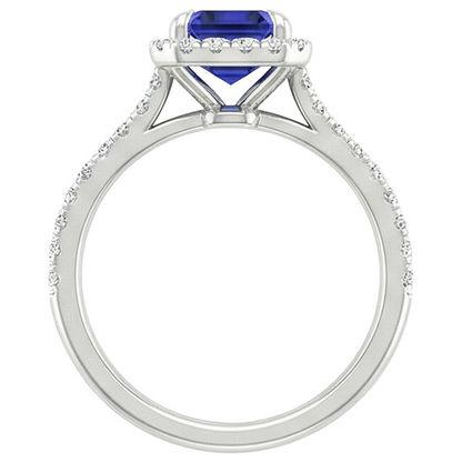Emerald Cut Sapphire Natural Earth Mined Diamond Engagement Ring