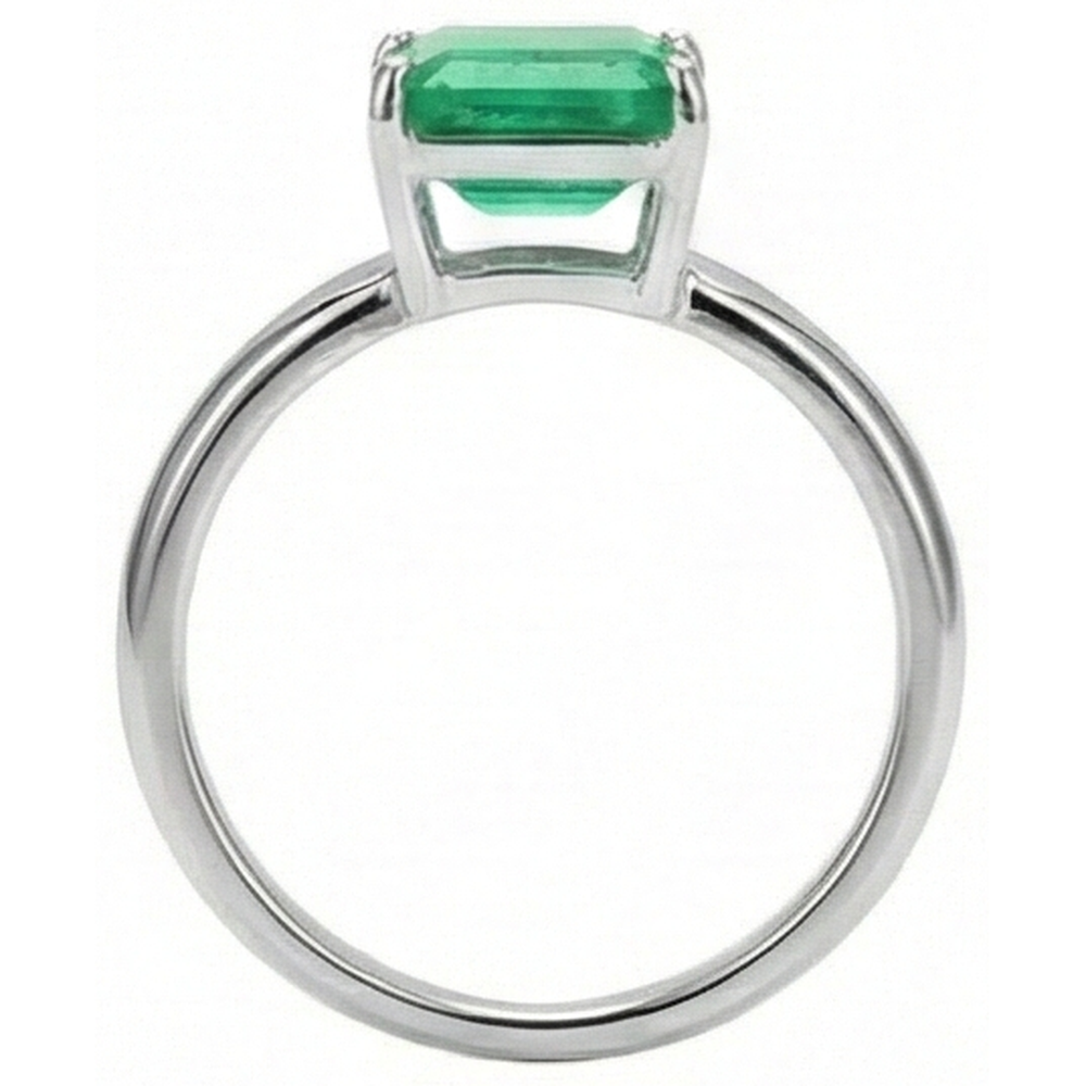 Natural Real ( Not Lab Grown ) Emerald GIA Cut Solitaire 10 Carat Colombian Green Emerald GIA Wedding Ring White 14K