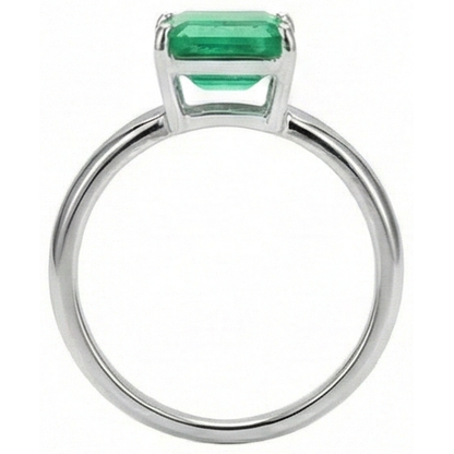 Natural Real ( Not Lab Grown ) Emerald GIA Cut Solitaire 10 Carat Colombian Green Emerald GIA Wedding Ring White 14K