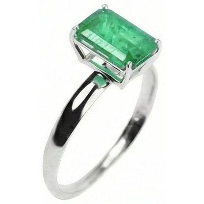 Natural Real ( Not Lab Grown ) Emerald GIA Cut Solitaire 10 Carat Colombian Green Emerald GIA Wedding Ring White 14K