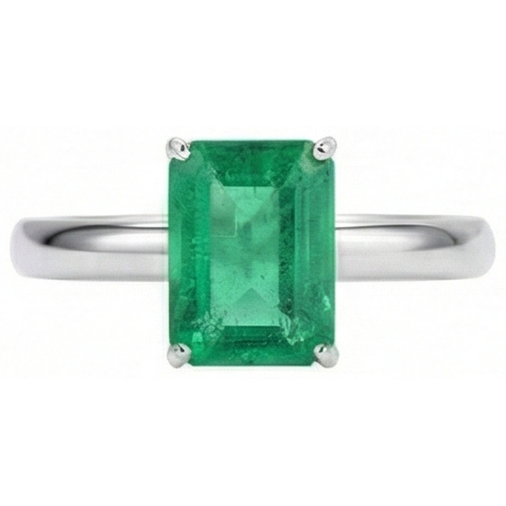 Natural Real ( Not Lab Grown ) Emerald GIA Cut Solitaire 10 Carat Colombian Green Emerald GIA Wedding Ring White 14K