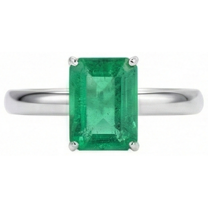 Natural Real ( Not Lab Grown ) Emerald GIA Cut Solitaire 10 Carat Colombian Green Emerald GIA Wedding Ring White 14K