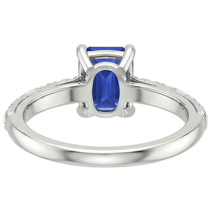Emerald Gemstone with Accents Ring Blue Sapphire & Natural Earth Mined Diamond 3.50 Carats