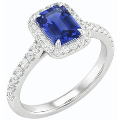 Natural Sapphire Ring 3ct - White Gold 14K