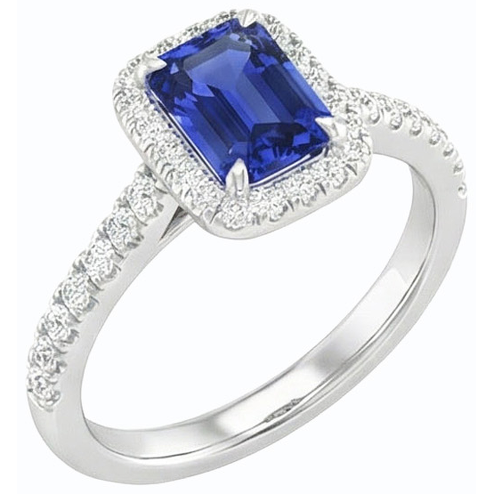 natural emerald sapphire 3ct ring front view
