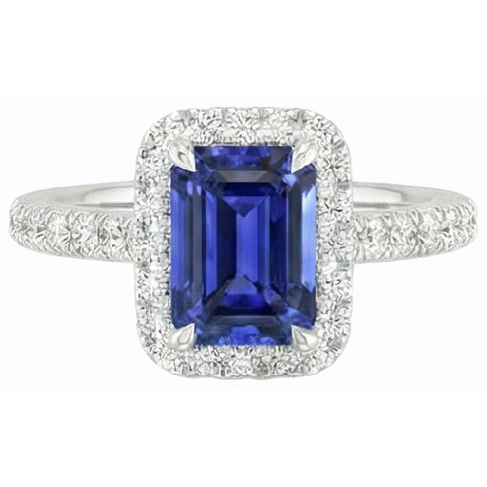 natural emerald sapphire 3ct ring top view