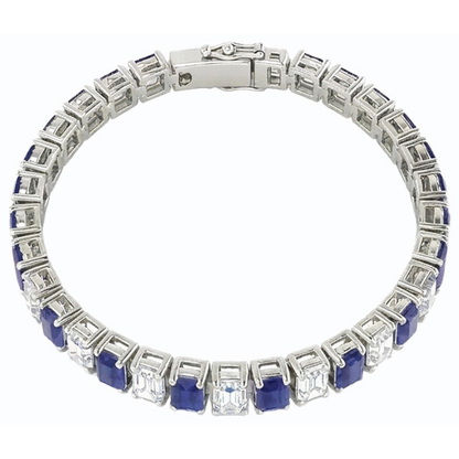 Emerald IGI CERTIFIED Diamond Ceylon Color Sapphire Tennis Bracelet Prong Set