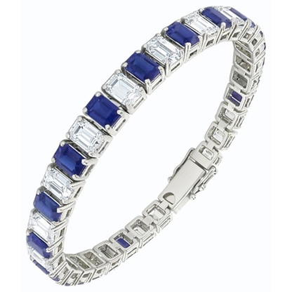 Emerald IGI CERTIFIED Diamond Ceylon Color Sapphire Tennis Bracelet Prong Set