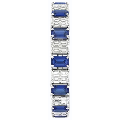 Emerald IGI CERTIFIED Diamond Ceylon Color Sapphire Tennis Bracelet Prong Set