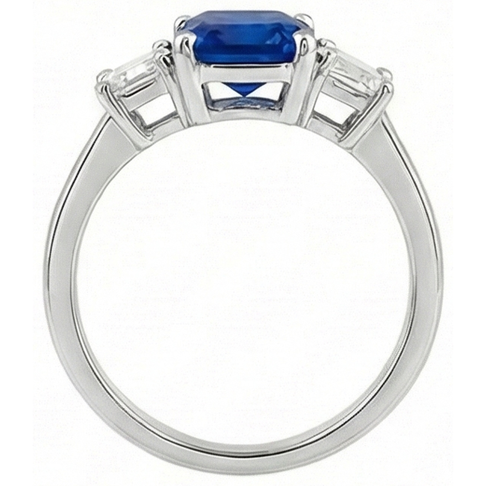 Emerald Natural Earth Mined Diamond 3 Stone Sapphire Anniversary Ring 2.50 Carats Gold 14K