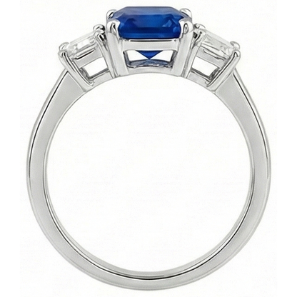 Emerald Natural Earth Mined Diamond 3 Stone Sapphire Anniversary Ring 2.50 Carats Gold 14K