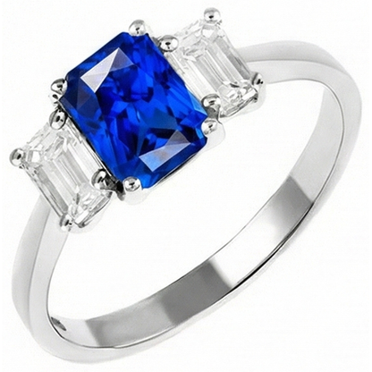 Emerald Natural Earth Mined Diamond 3 Stone Sapphire Anniversary Ring 2.50 Carats Gold 14K
