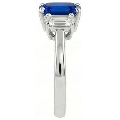 Emerald Natural Earth Mined Diamond 3 Stone Sapphire Anniversary Ring 2.50 Carats Gold 14K