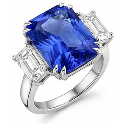 Emerald Natural Earth Mined Diamond Jewelry 3 Stone Ring Radiant Sapphire 5.50 Carats