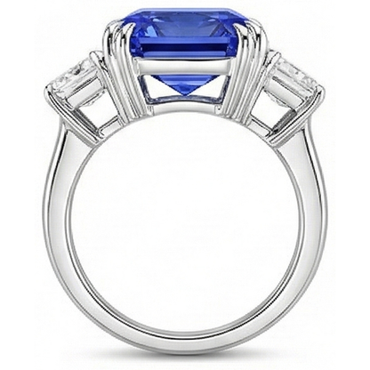 Emerald Natural Earth Mined Diamond Jewelry 3 Stone Ring Radiant Sapphire 5.50 Carats