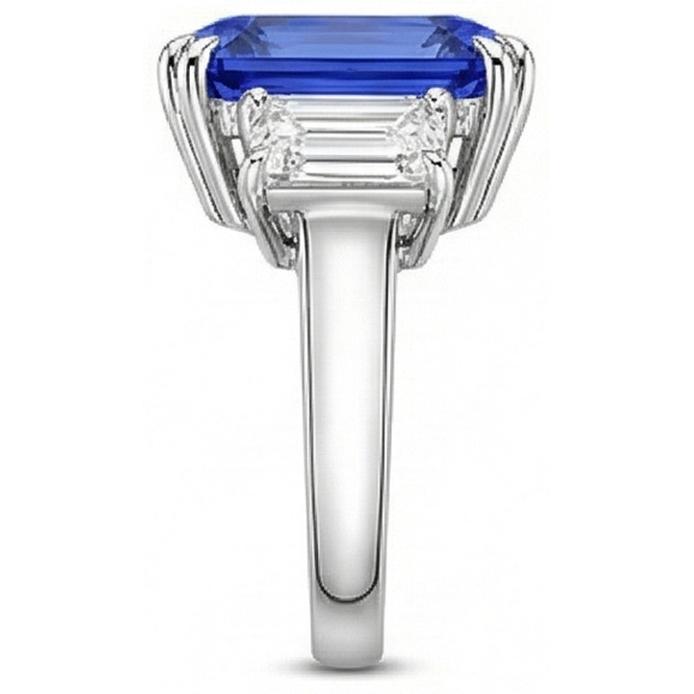 Emerald Natural Earth Mined Diamond Jewelry 3 Stone Ring Radiant Sapphire 5.50 Carats