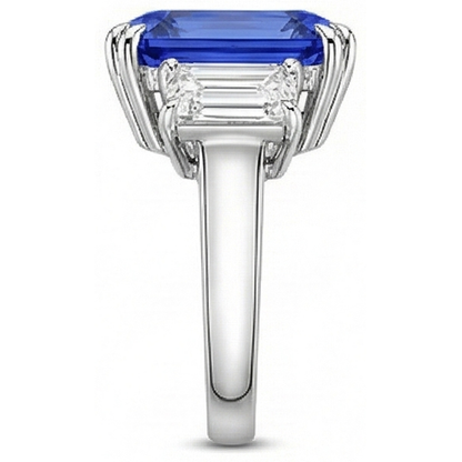 Emerald Natural Earth Mined Diamond Jewelry 3 Stone Ring Radiant Sapphire 5.50 Carats