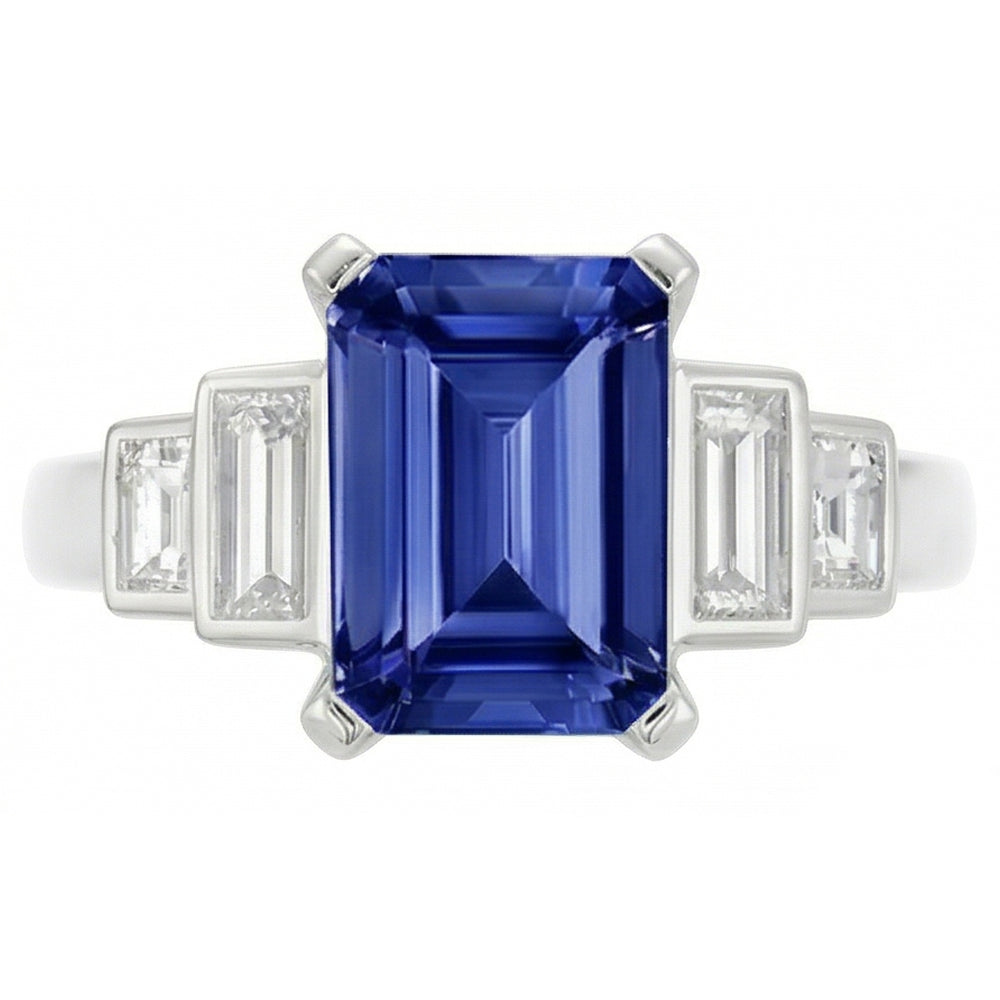 Emerald Natural Earth Mined Diamond Sapphire Anniversary Ring 2.50 Carats Ladies Gold 14K
