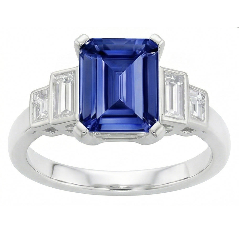 Emerald Natural Earth Mined Diamond Sapphire Anniversary Ring 2.50 Carats Ladies Gold 14K