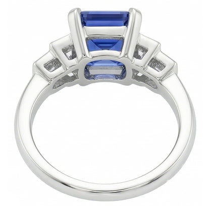 Emerald Natural Earth Mined Diamond Sapphire Anniversary Ring 2.50 Carats Ladies Gold 14K