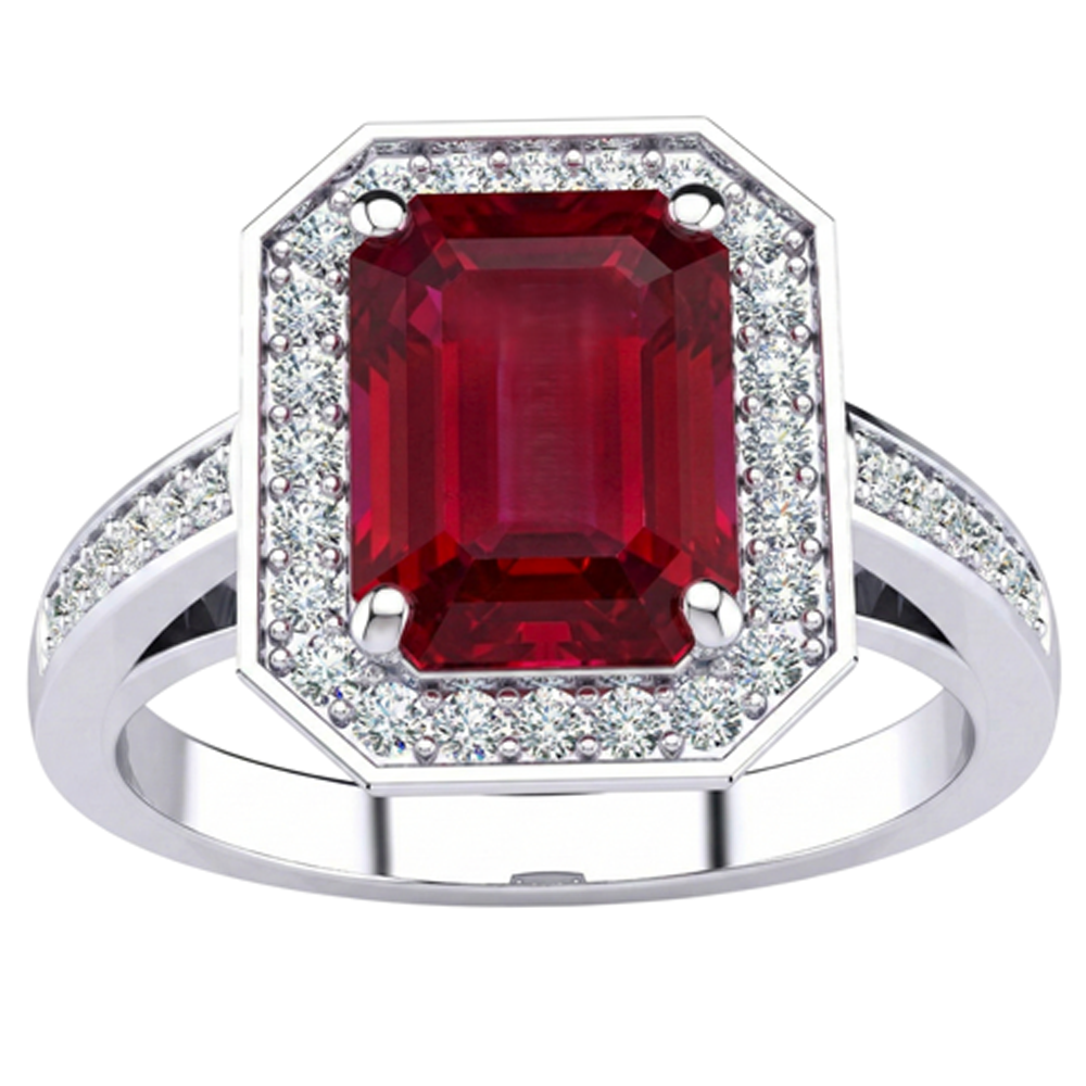 Emerald Ruby IGI CERTIFIED Diamond Ring 11 Carats White Gold 14K Prong Set Jewelry