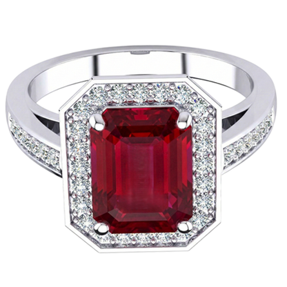 Emerald Ruby IGI CERTIFIED Diamond Ring 11 Carats White Gold 14K Prong Set Jewelry
