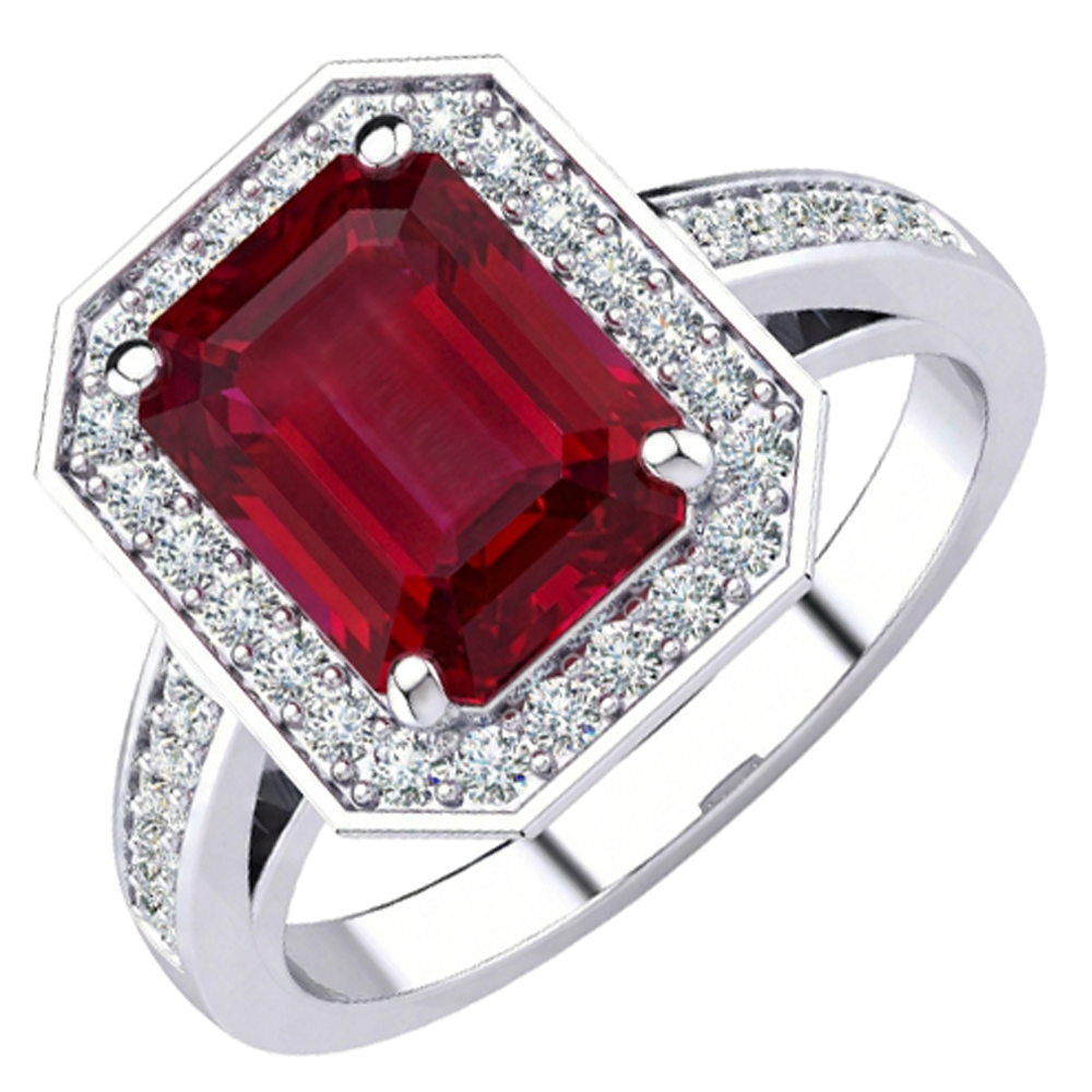 Emerald Ruby IGI CERTIFIED Diamond Ring 11 Carats White Gold 14K Prong Set Jewelry