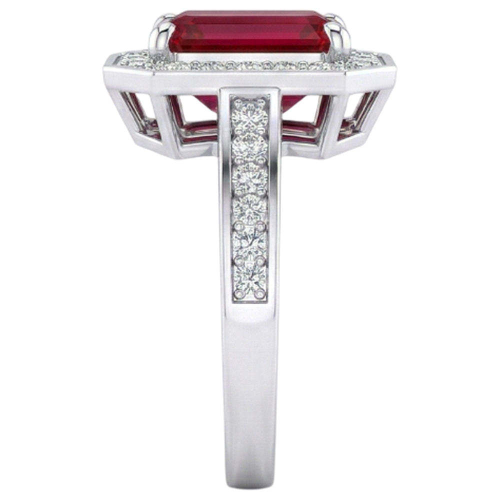 Emerald Ruby IGI CERTIFIED Diamond Ring 11 Carats White Gold 14K Prong Set Jewelry