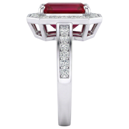 Emerald Ruby IGI CERTIFIED Diamond Ring 11 Carats White Gold 14K Prong Set Jewelry