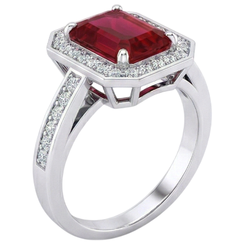 Emerald Ruby IGI CERTIFIED Diamond Ring 11 Carats White Gold 14K Prong Set Jewelry