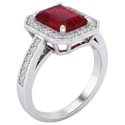 Emerald Ruby IGI CERTIFIED Diamond Ring 11 Carats White Gold 14K Prong Set Jewelry