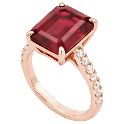Emerald Ruby Gem-Stone Natural Earth Mined Diamond Wedding Ring 11.25 Carats Rose Gold 14K